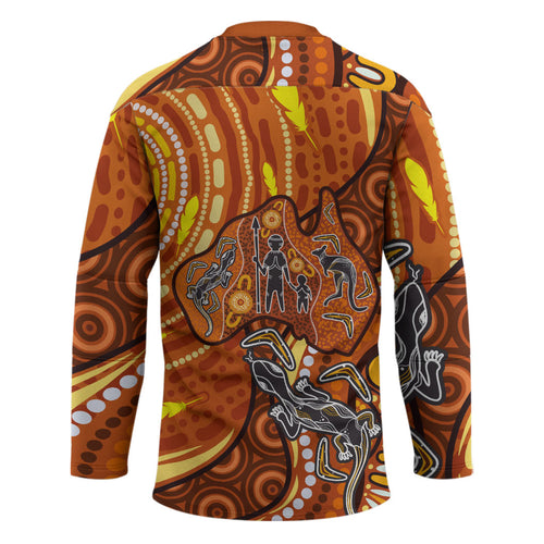 Australia Fathers Day Hockey Jersey Aboriginal Dot Art - Kangaroo And Lizard