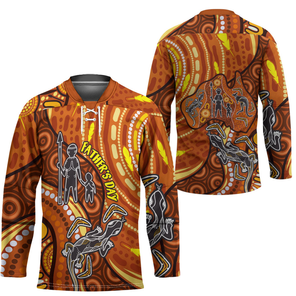 Australia Fathers Day Hockey Jersey Aboriginal Dot Art - Kangaroo And Lizard