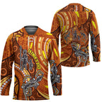 Australia Fathers Day Hockey Jersey Aboriginal Dot Art - Kangaroo And Lizard