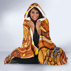 Australia Fathers Day Hooded Blanket Aboriginal Dot Art - Kangaroo And Lizard