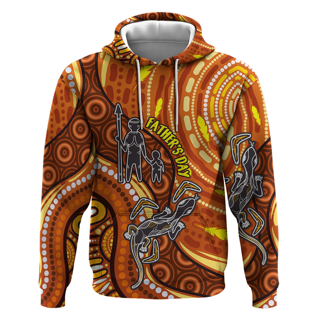 Australia Fathers Day Hoodie Aboriginal Dot Art - Kangaroo And Lizard