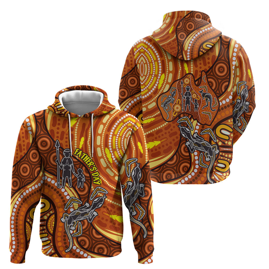 Australia Fathers Day Hoodie Aboriginal Dot Art - Kangaroo And Lizard