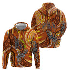Australia Fathers Day Hoodie Aboriginal Dot Art - Kangaroo And Lizard