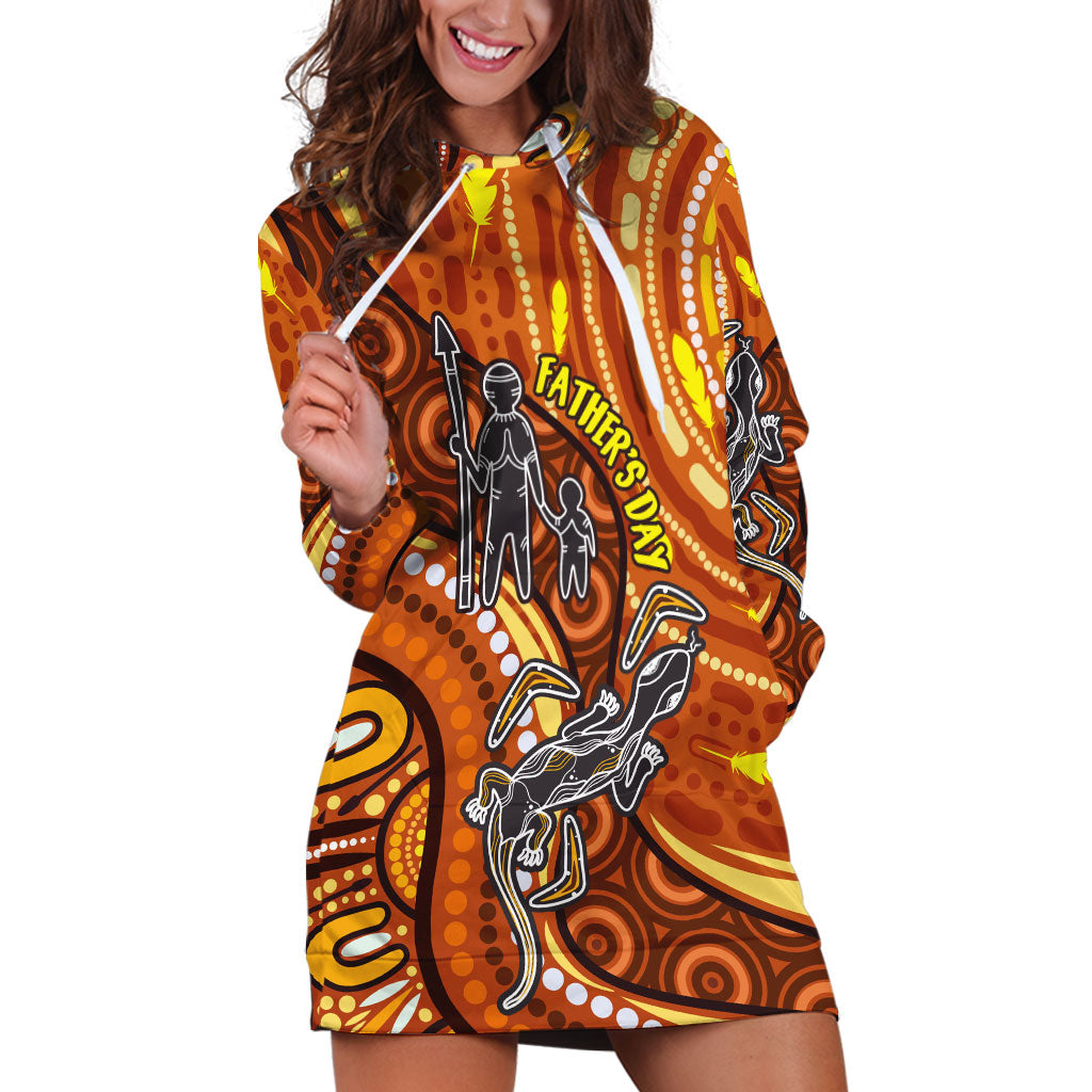 Australia Fathers Day Hoodie Dress Aboriginal Dot Art - Kangaroo And Lizard