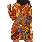 Australia Fathers Day Hoodie Dress Aboriginal Dot Art - Kangaroo And Lizard