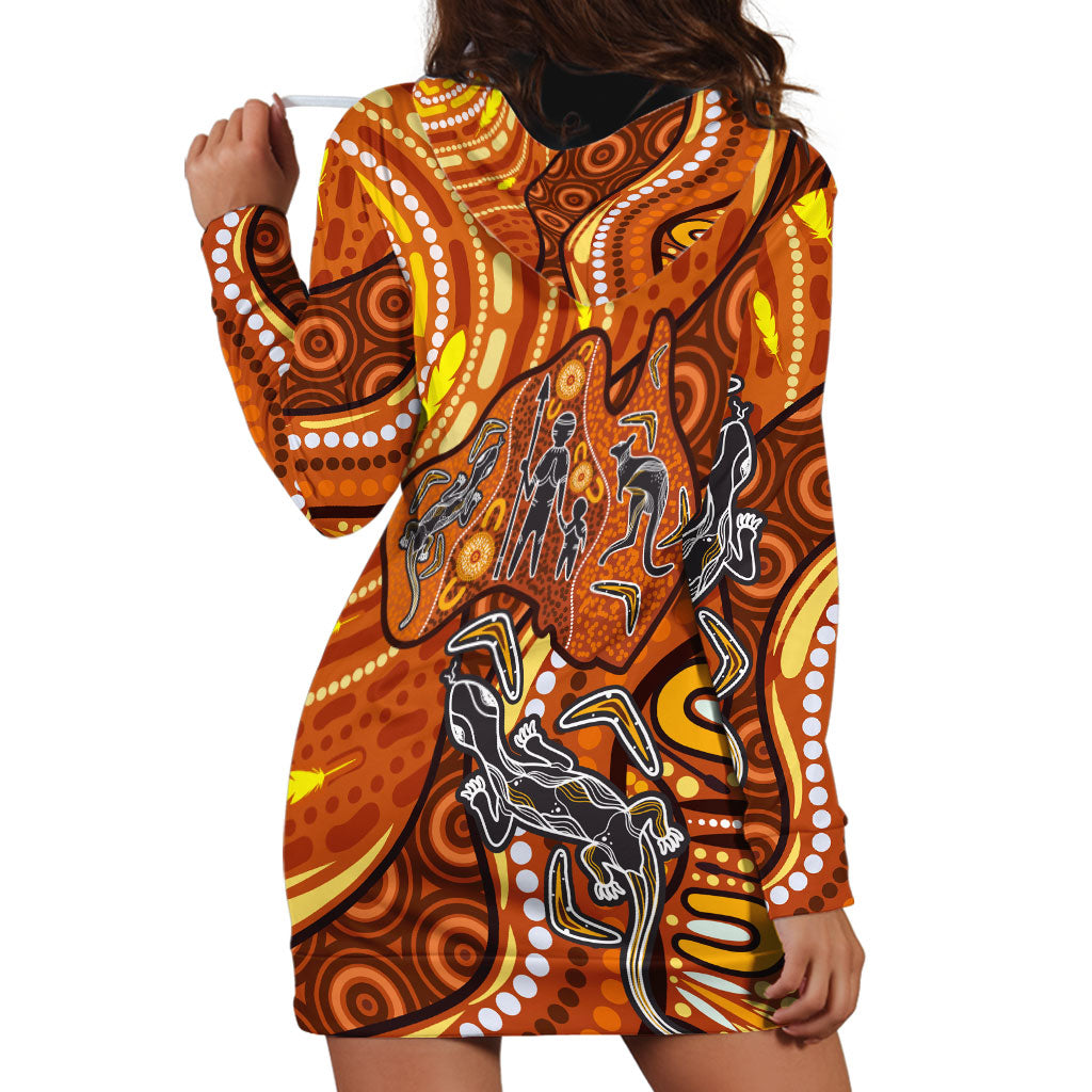 Australia Fathers Day Hoodie Dress Aboriginal Dot Art - Kangaroo And Lizard
