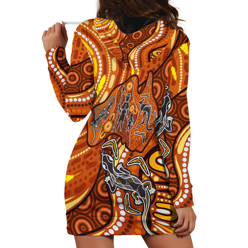 Australia Fathers Day Hoodie Dress Aboriginal Dot Art - Kangaroo And Lizard