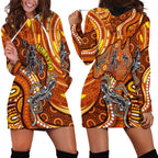 Australia Fathers Day Hoodie Dress Aboriginal Dot Art - Kangaroo And Lizard