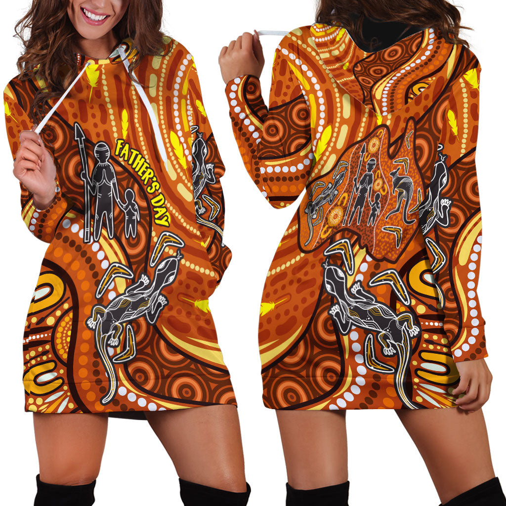 Australia Fathers Day Hoodie Dress Aboriginal Dot Art - Kangaroo And Lizard