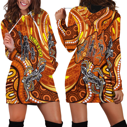 Australia Fathers Day Hoodie Dress Aboriginal Dot Art - Kangaroo And Lizard