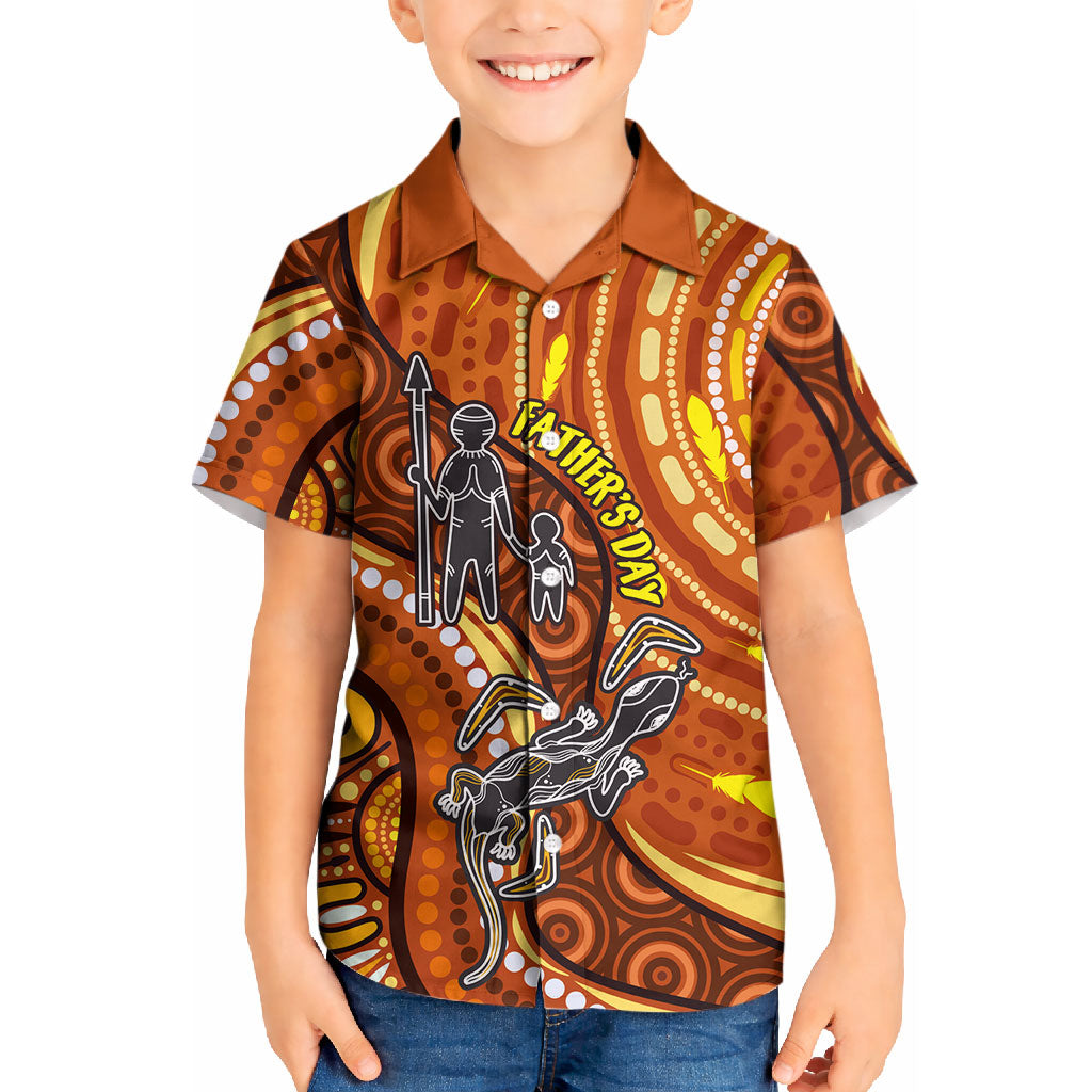 Australia Fathers Day Kid Hawaiian Shirt Aboriginal Dot Art - Kangaroo And Lizard