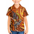 Australia Fathers Day Kid Hawaiian Shirt Aboriginal Dot Art - Kangaroo And Lizard