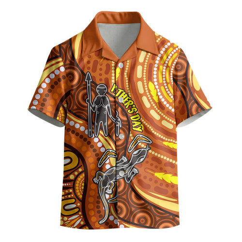 Australia Fathers Day Kid Hawaiian Shirt Aboriginal Dot Art - Kangaroo And Lizard