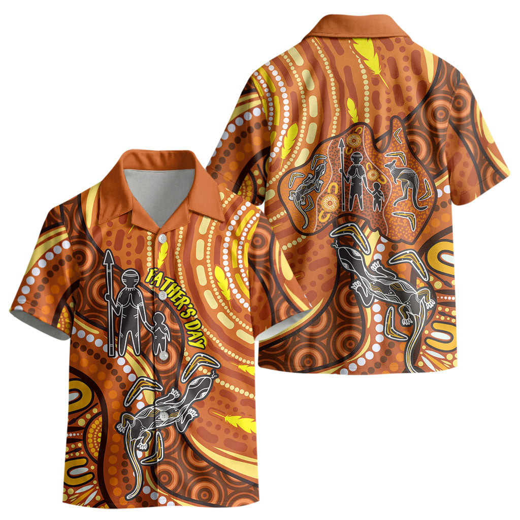 Australia Fathers Day Kid Hawaiian Shirt Aboriginal Dot Art - Kangaroo And Lizard