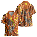 Australia Fathers Day Kid Hawaiian Shirt Aboriginal Dot Art - Kangaroo And Lizard