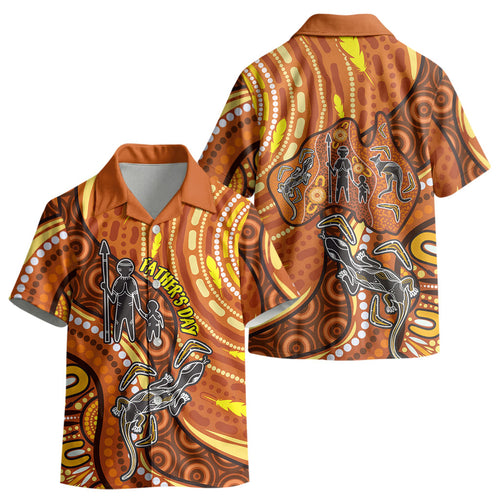 Australia Fathers Day Kid Hawaiian Shirt Aboriginal Dot Art - Kangaroo And Lizard
