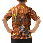 Australia Fathers Day Kid Hawaiian Shirt Aboriginal Dot Art - Kangaroo And Lizard