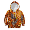 Australia Fathers Day Kid Hoodie Aboriginal Dot Art - Kangaroo And Lizard