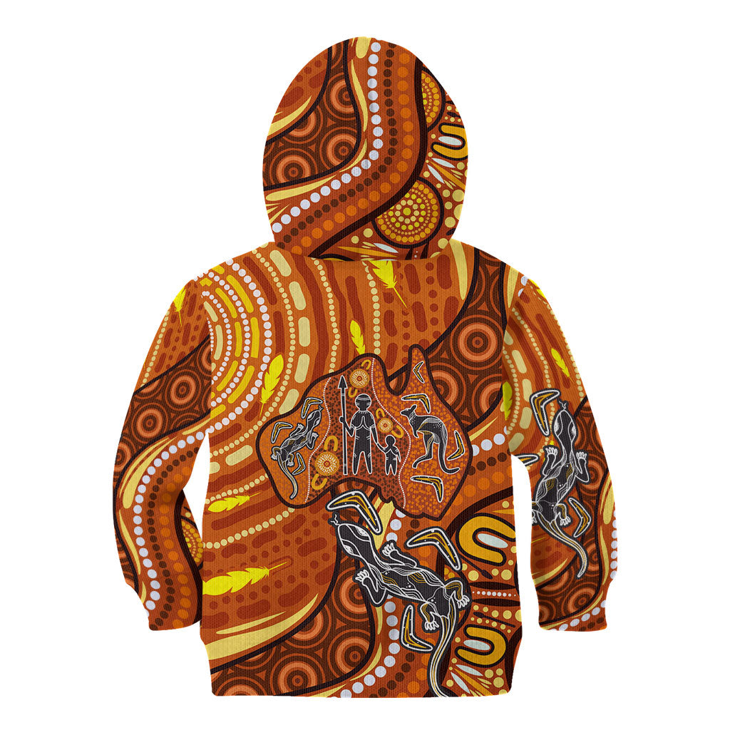 Australia Fathers Day Kid Hoodie Aboriginal Dot Art - Kangaroo And Lizard