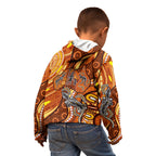 Australia Fathers Day Kid Hoodie Aboriginal Dot Art - Kangaroo And Lizard
