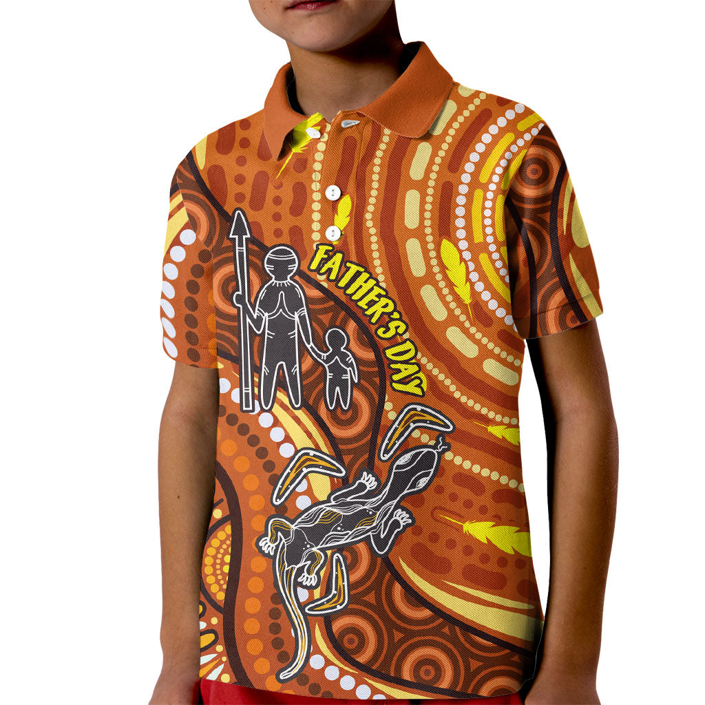 Australia Fathers Day Kid Polo Shirt Aboriginal Dot Art - Kangaroo And Lizard