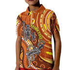 Australia Fathers Day Kid Polo Shirt Aboriginal Dot Art - Kangaroo And Lizard