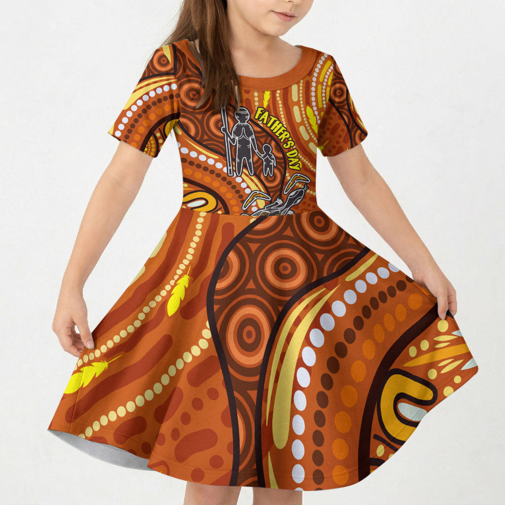Australia Fathers Day Kid Short Sleeve Dress Aboriginal Dot Art - Kangaroo And Lizard