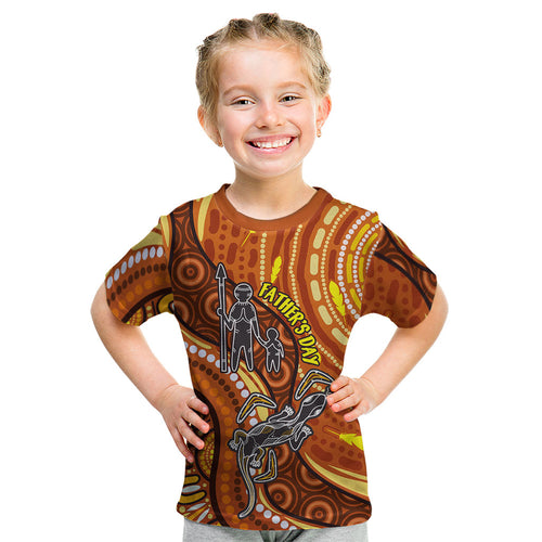 Australia Fathers Day Kid T Shirt Aboriginal Dot Art - Kangaroo And Lizard