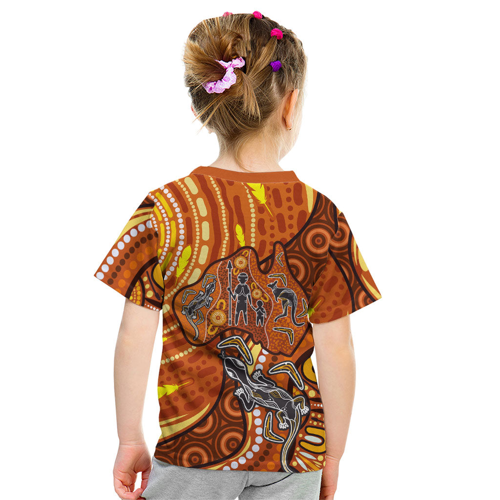 Australia Fathers Day Kid T Shirt Aboriginal Dot Art - Kangaroo And Lizard