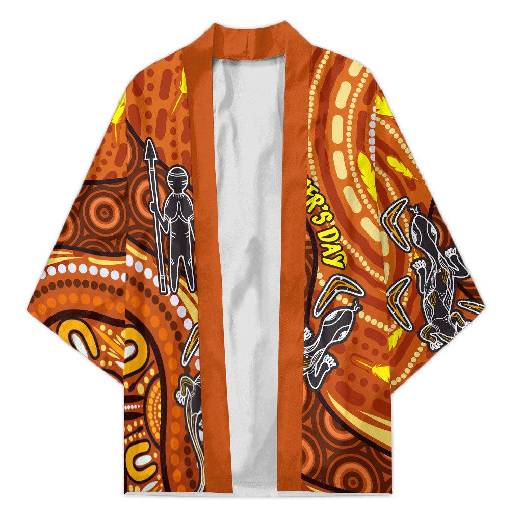 Australia Fathers Day Kimono Aboriginal Dot Art - Kangaroo And Lizard