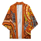 Australia Fathers Day Kimono Aboriginal Dot Art - Kangaroo And Lizard