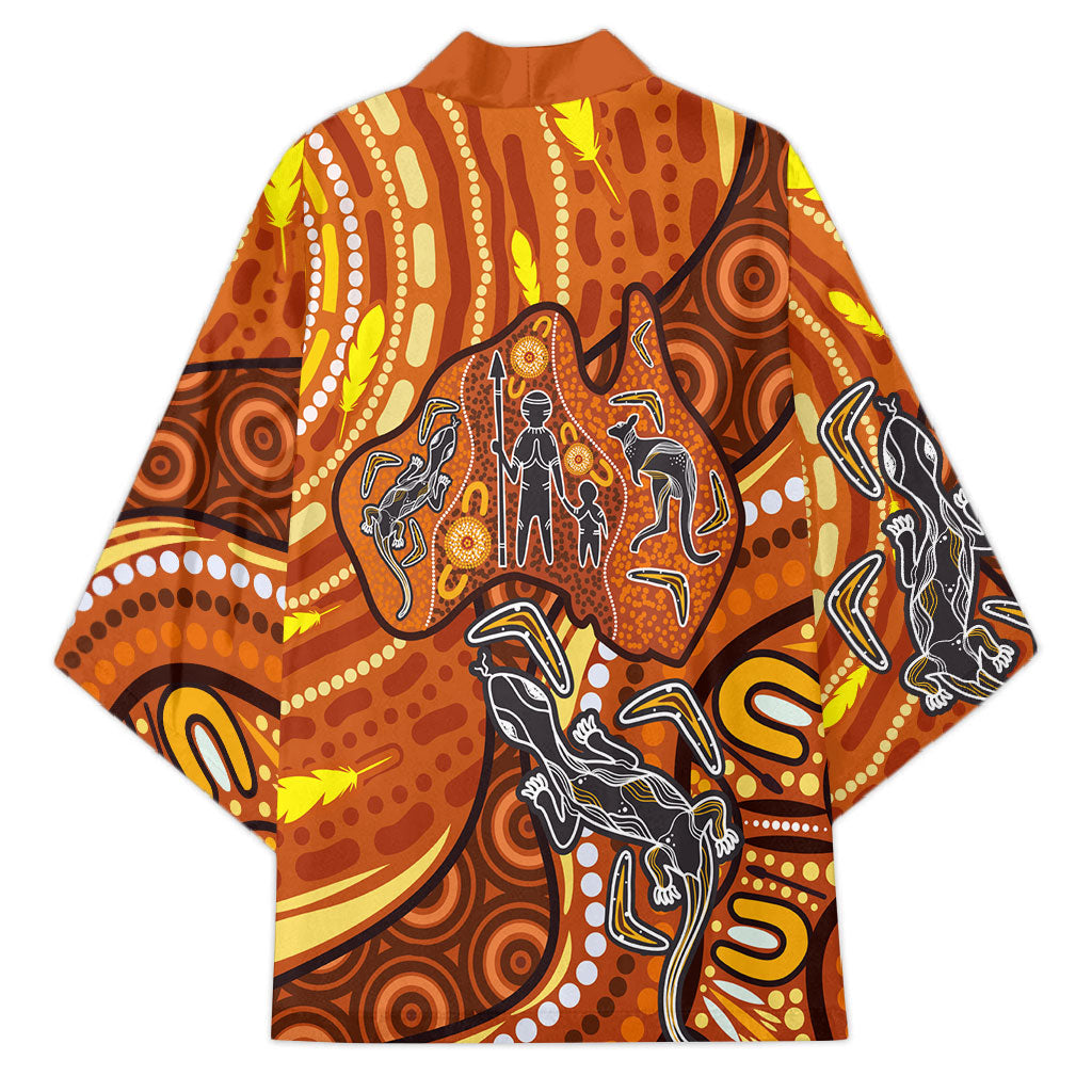 Australia Fathers Day Kimono Aboriginal Dot Art - Kangaroo And Lizard