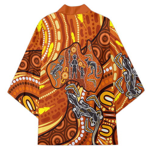 Australia Fathers Day Kimono Aboriginal Dot Art - Kangaroo And Lizard