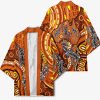 Australia Fathers Day Kimono Aboriginal Dot Art - Kangaroo And Lizard