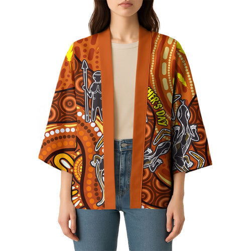 Australia Fathers Day Kimono Aboriginal Dot Art - Kangaroo And Lizard