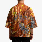 Australia Fathers Day Kimono Aboriginal Dot Art - Kangaroo And Lizard