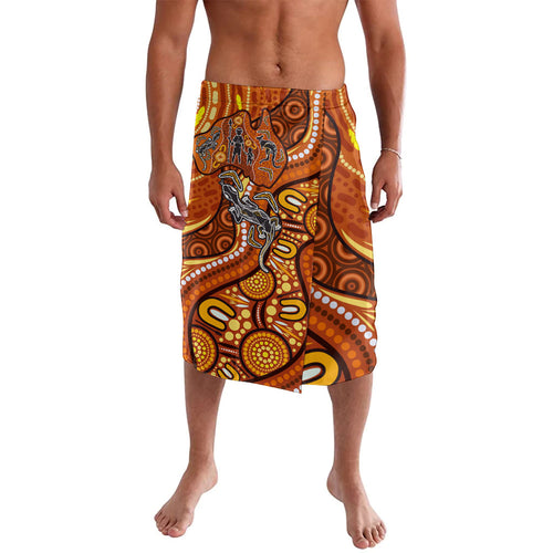 Australia Fathers Day Lavalava Aboriginal Dot Art - Kangaroo And Lizard