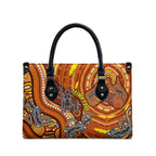 Australia Fathers Day Leather Bag Aboriginal Dot Art - Kangaroo And Lizard