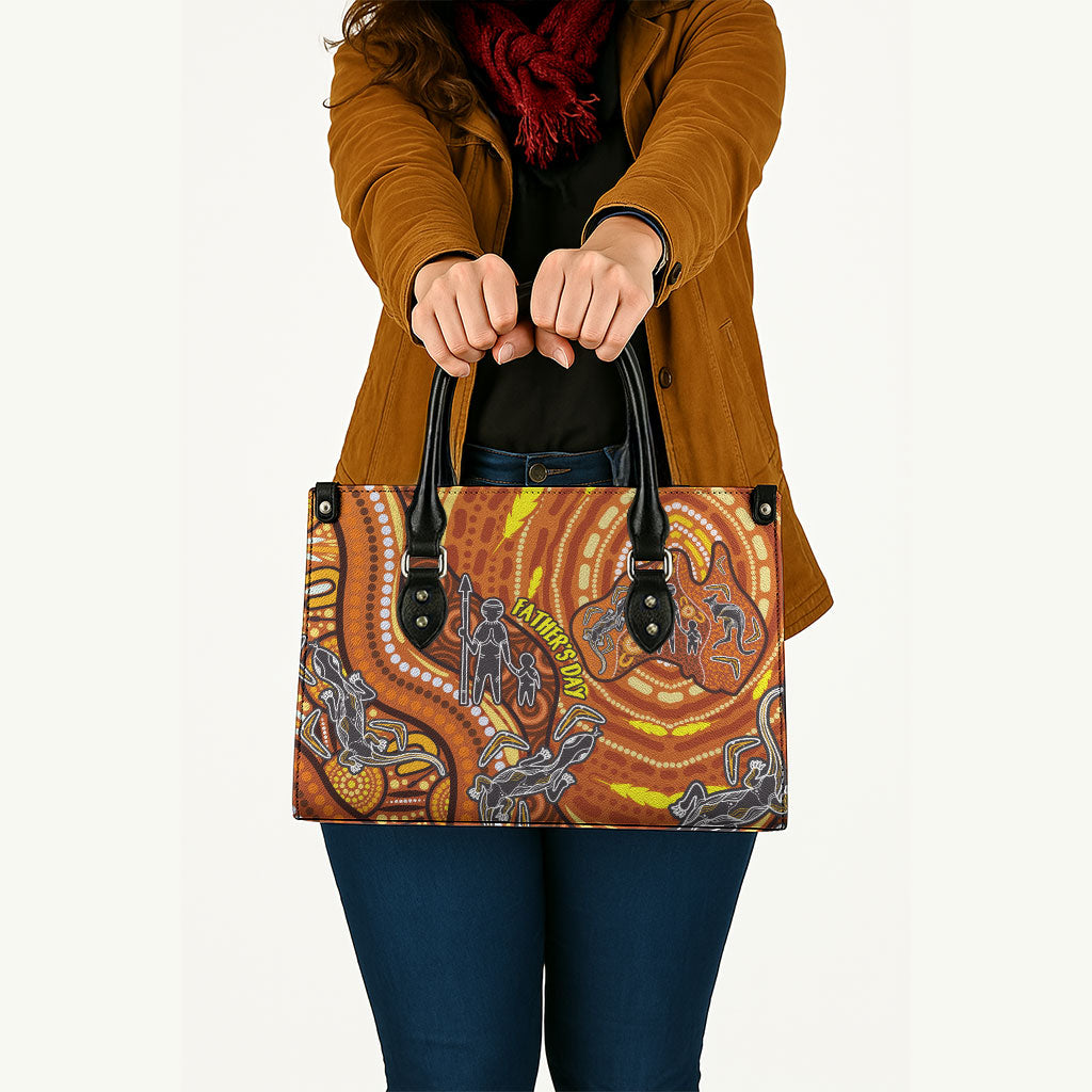 Australia Fathers Day Leather Bag Aboriginal Dot Art - Kangaroo And Lizard