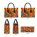 Australia Fathers Day Leather Bag Aboriginal Dot Art - Kangaroo And Lizard