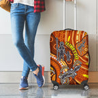 Australia Fathers Day Luggage Cover Aboriginal Dot Art - Kangaroo And Lizard