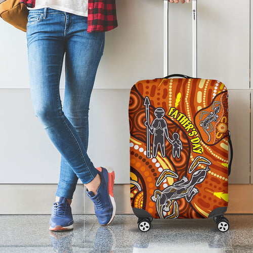 Australia Fathers Day Luggage Cover Aboriginal Dot Art - Kangaroo And Lizard