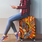 Australia Fathers Day Luggage Cover Aboriginal Dot Art - Kangaroo And Lizard