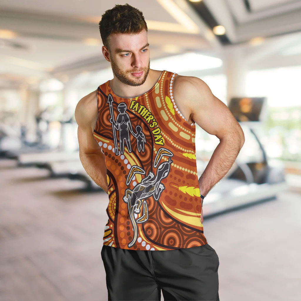 Australia Fathers Day Men Tank Top Aboriginal Dot Art - Kangaroo And Lizard
