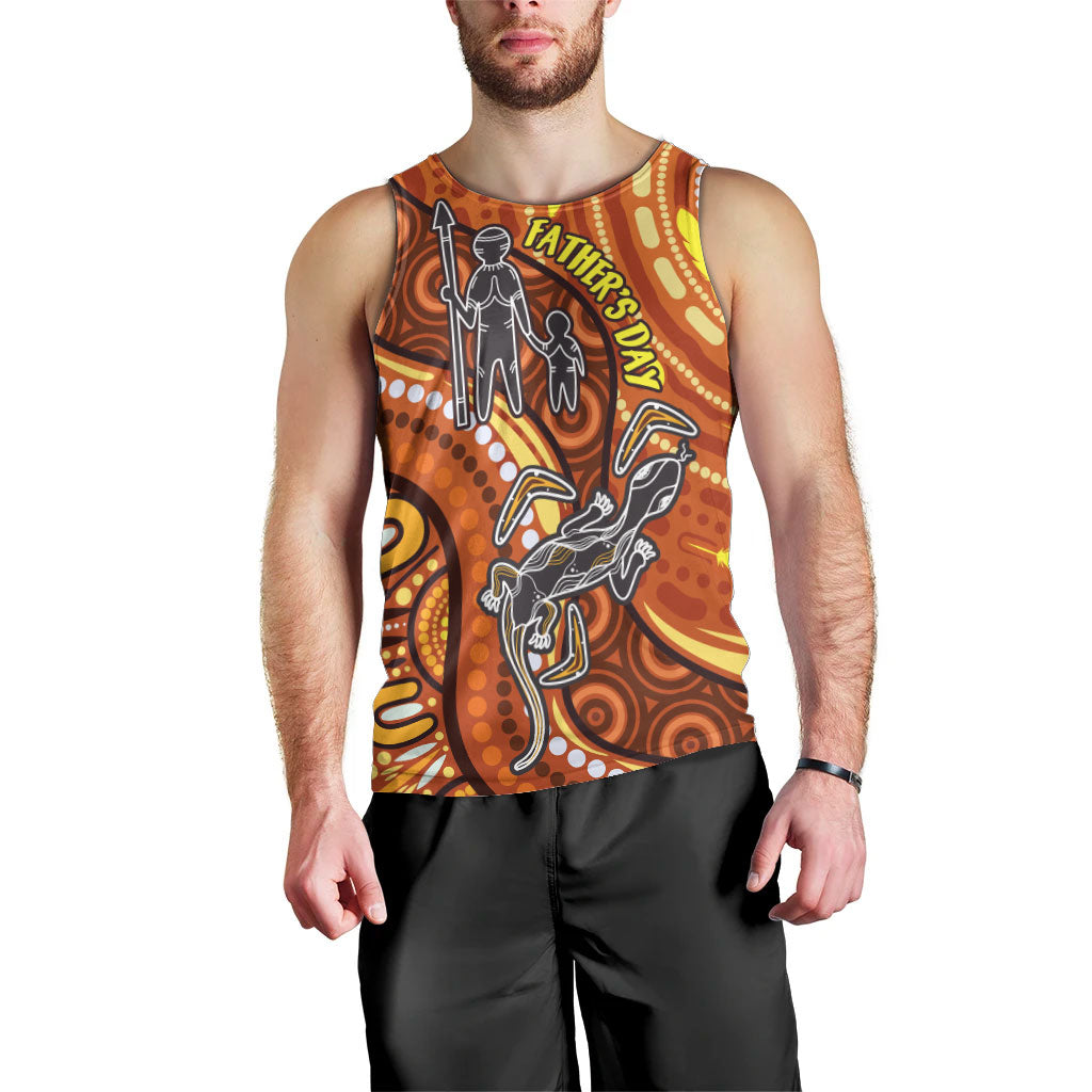 Australia Fathers Day Men Tank Top Aboriginal Dot Art - Kangaroo And Lizard
