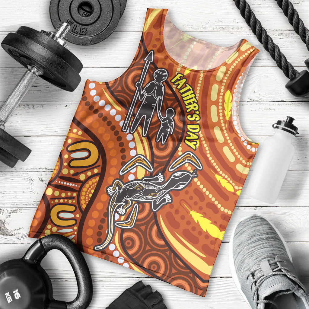 Australia Fathers Day Men Tank Top Aboriginal Dot Art - Kangaroo And Lizard