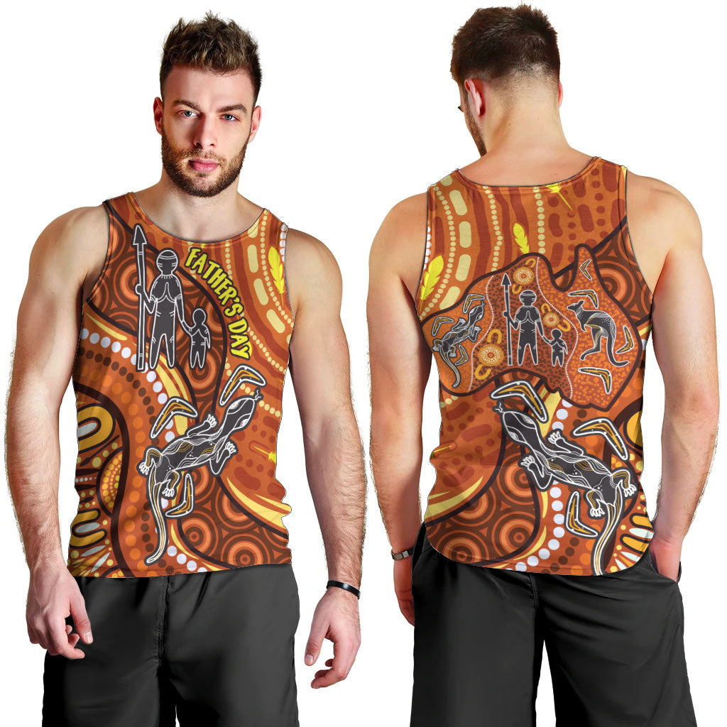 Australia Fathers Day Men Tank Top Aboriginal Dot Art - Kangaroo And Lizard