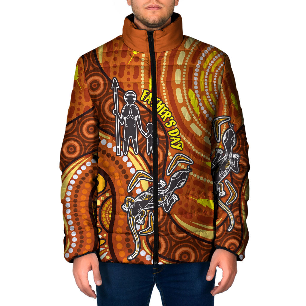 Australia Fathers Day Padded Jacket Aboriginal Dot Art - Kangaroo And Lizard