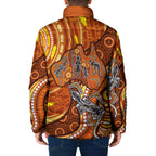 Australia Fathers Day Padded Jacket Aboriginal Dot Art - Kangaroo And Lizard