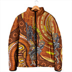 Australia Fathers Day Padded Jacket Aboriginal Dot Art - Kangaroo And Lizard